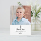 Doopdoop Religieuze jongen Foto Bedankkaart (Staand voorkant)