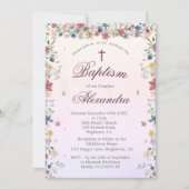 doopdoop roze bloembloemen meisjes kaart (Voorkant)