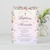 doopdoop roze bloembloemen meisjes kaart (Staand voorkant)