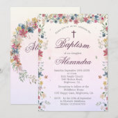 doopdoop roze bloembloemen meisjes kaart (Voorkant / Achterkant)