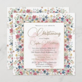 Doopdoop Roze Bloemen Religieus Kruis Kaart (Voorkant / Achterkant)