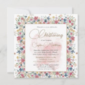 Doopdoop Roze Bloemen Religieus Kruis Kaart (Voorkant)