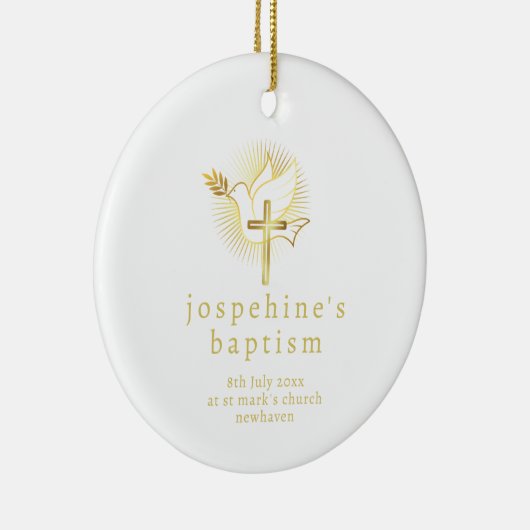 Doopduif en kruis Keramisch Ornament (Rechts)