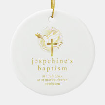Doopduif en kruis Keramisch Ornament
