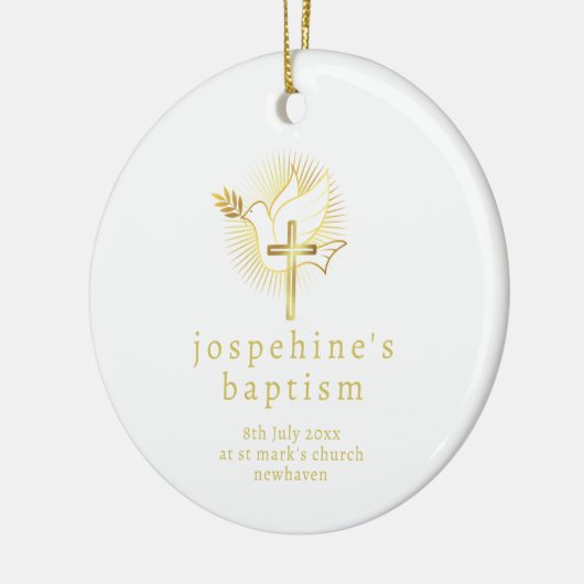 Doopduif en kruis Keramisch Ornament (Links)