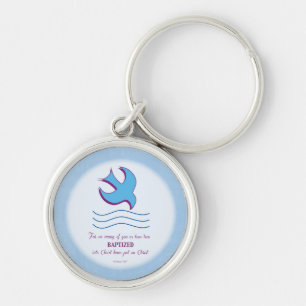 Doopduif voor volwassenen op blauw sleutelhanger