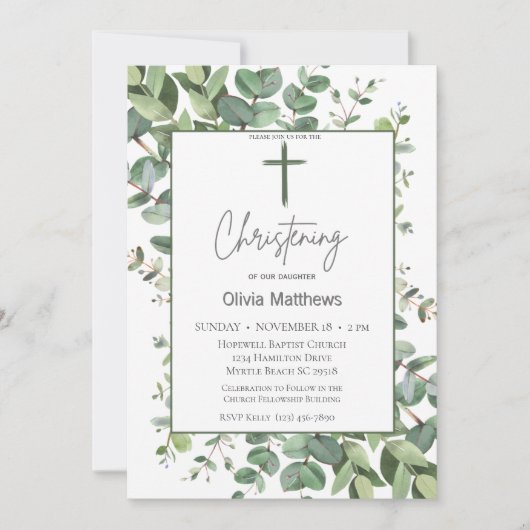 Doopend Groen Kruis Groen Genderneutraal Kaart (Voorkant)