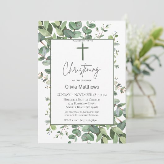 Doopend Groen Kruis Groen Genderneutraal Kaart (Staand voorkant)