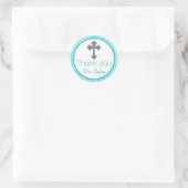 Doopend Turquoise Label Cross Baptism Favor (Tas)