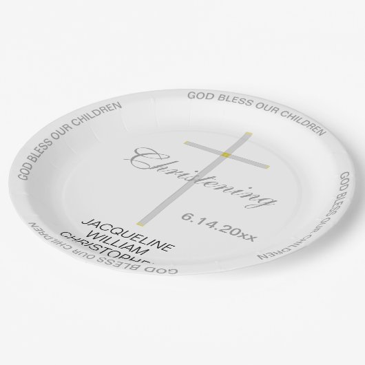 Doopend Zilveren Kruisnamen Papieren Bordje (Gekanteld)