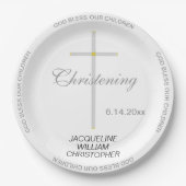 Doopend Zilveren Kruisnamen Papieren Bordje (Voorkant)