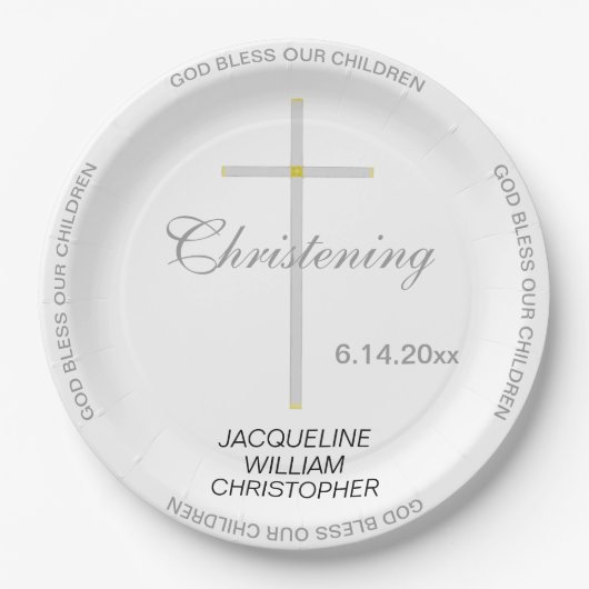 Doopend Zilveren Kruisnamen Papieren Bordje (Voorkant)