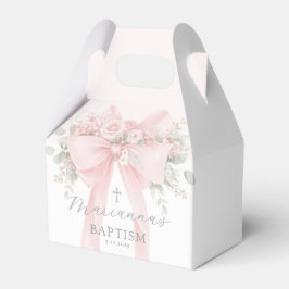 Doopfeest babymeisje bloemige roze strik bedankdoosjes