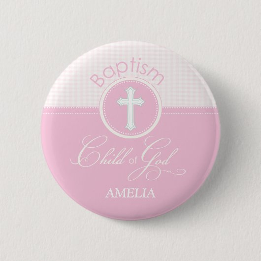 Doopfeest Cadeaus Roze, Rond Ronde Button 5,7 Cm (Voorkant)