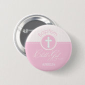 Doopfeest Cadeaus Roze, Rond Ronde Button 5,7 Cm (Voorkant /achterkant)