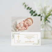 Doopfeest groen foto bedankkaart (Staand voorkant)