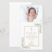 Doopfeest groen foto bedankkaart (Voorkant / Achterkant)