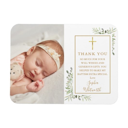 Doopfeest groen foto dank je wel magneet (Horizontaal)