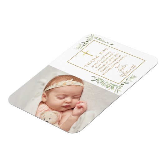Doopfeest groen foto dank je wel magneet (Linkerzijde)