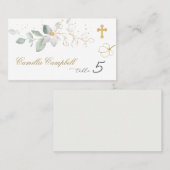 Doopfeest groene bladgouden plaatskaart plaatskaartje (Voorkant / Achterkant)