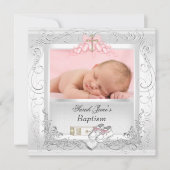 Doopfeest meisje doop witte roze kaart (Voorkant)