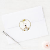 Doopfeest Meisje Wit & Goud Ronde Sticker (Envelop)