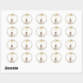 Doopfeest Meisje Wit & Goud Ronde Sticker (Vel)