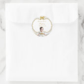 Doopfeest Meisje Wit & Goud Ronde Sticker (Tas)