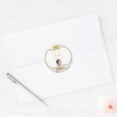 Doopfeest Meisje Wit & Goud Ronde Sticker (Envelop)