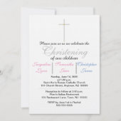 Doopfeest Roze Blauwe Drie-eiige Uitnodiging (Voorkant)