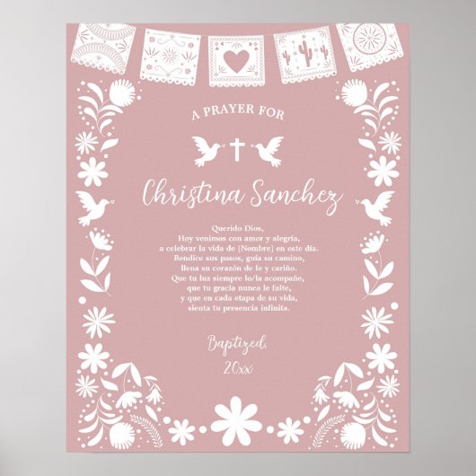 Doopfeest Roze Cielito Lindo Poster (Voorkant)