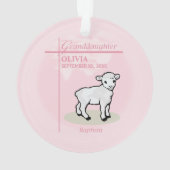 Doopfeest Roze Meisje Lam Naam en Datum Ornament (achterkant)