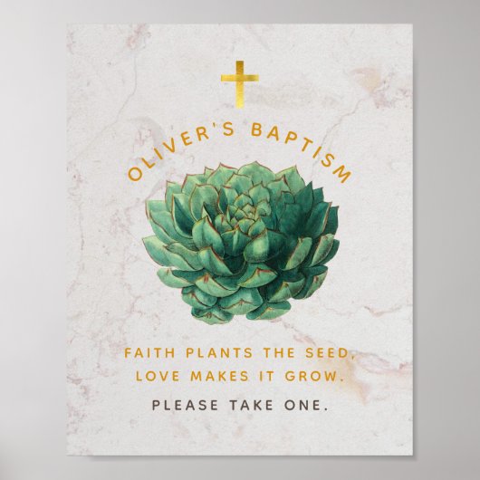 Doopfeest Succulente Favorieten Groen Goud Botanis Poster (Voorkant)
