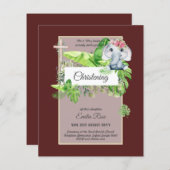 Doopfeest uitnodiging voor meisjes Baby Olifant Ju (Voorkant / Achterkant)