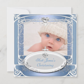 Doopfeest voor baby jongen Blauw Wit Kaart