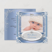 Doopfeest voor babyjongens Blauw Wit Kaart (Voorkant / Achterkant)