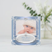 Doopfeest voor babyjongens Blauw Wit Kaart (Staand voorkant)