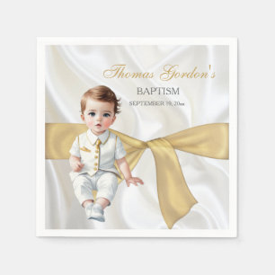 Doopfeest voor babyjongens, gouden boog servet