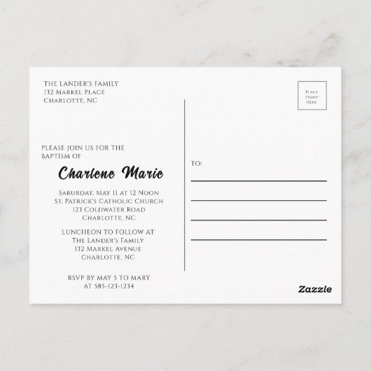 Doopfeest voor doopsel Post Kaart (Achterkant)