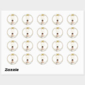 Doopfeest voor meisje, wit & goud ronde sticker (Vel)