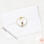 Doopfeest voor meisje, wit & goud ronde sticker (Envelop)