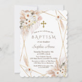 Doopfeest Woestijn Witte Rozen Pampas Gras Meisje Kaart (Voorkant)