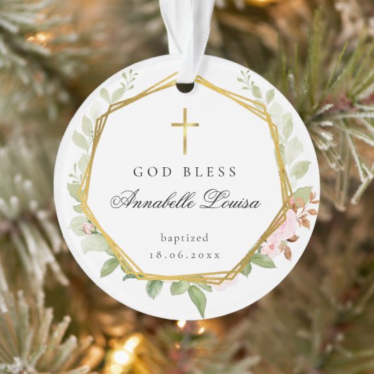 Doopfoto Gouden Kruis Ornament (Boom)