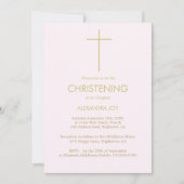 Doopfoto Roze Gouden Meisjes Religieus Kaart (Voorkant)