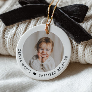 Doopfoto van baby meisje als aandenken keramisch ornament