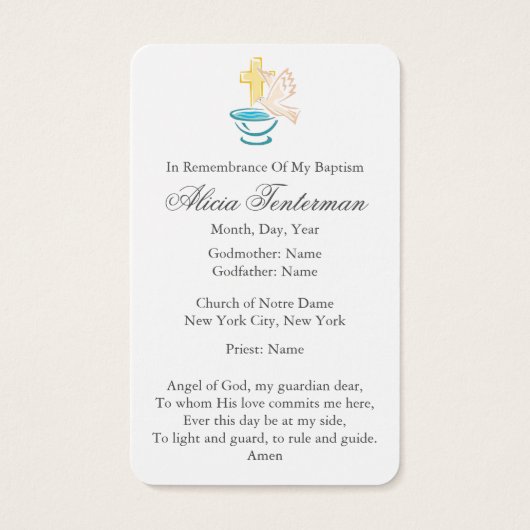 doopgebed | Beschermengel Beste Visitekaartje (Achterkant)