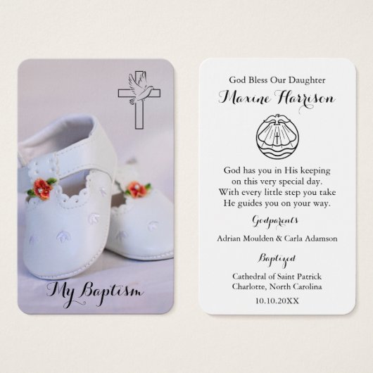 doopgebed | Kleine schoenen Visitekaartje (Voorkant /achterkant)