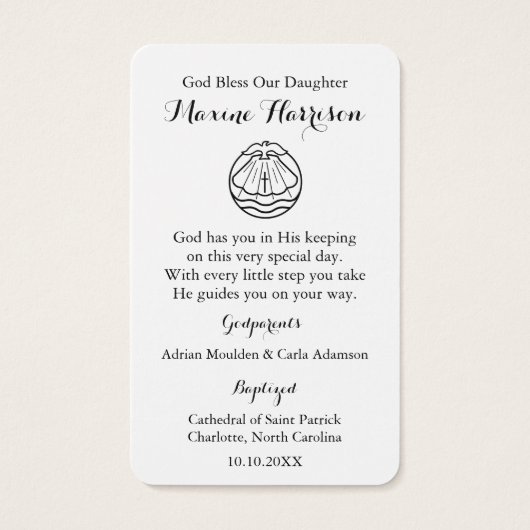 doopgebed | Kleine schoenen Visitekaartje (Achterkant)