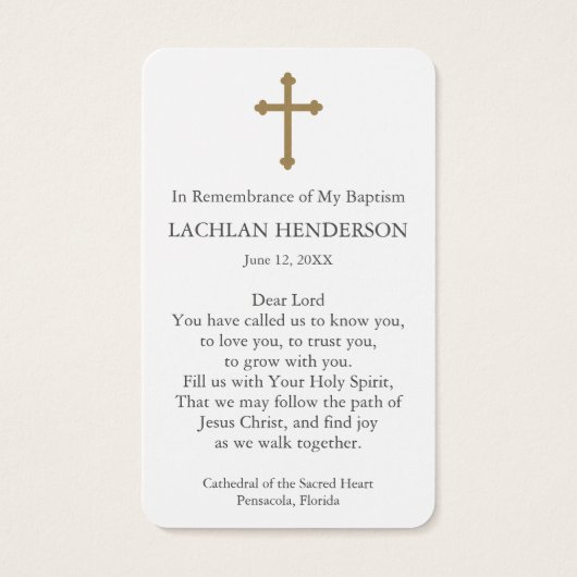 doopgebed | Onschuld Visitekaartje (Achterkant)