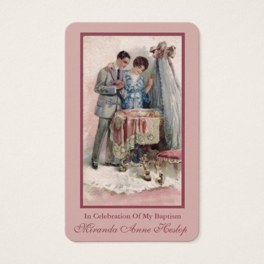 doopgebed |  roze visitekaartje (Voorkant)